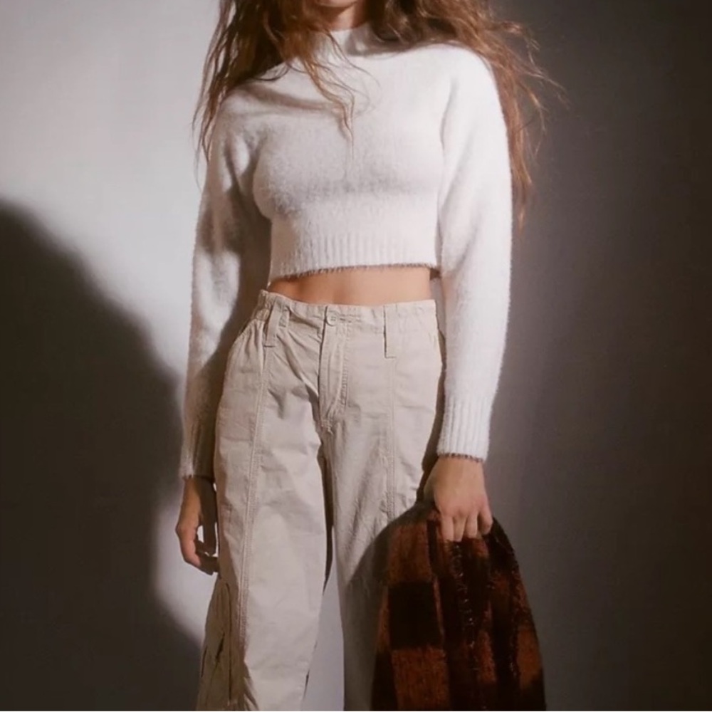 URBAN OUTFITTERS UO Cleo Mock Neck Sweater. Size Small. Color is Pearl.
